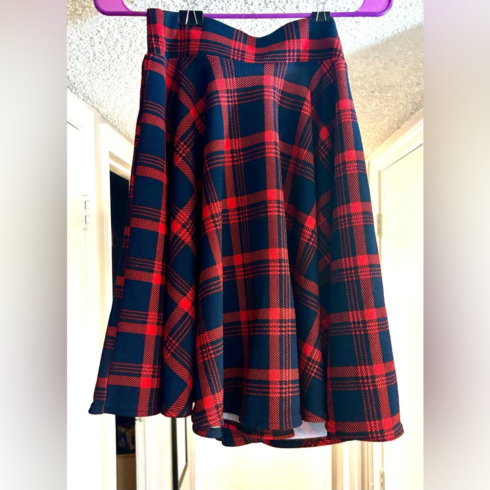 Women’s Red Plaid Pleated Skirt